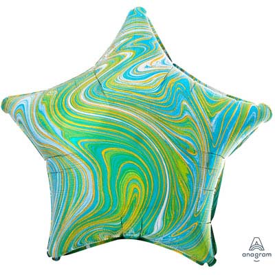 Шарик звезда Мрамор Сине-зеленый