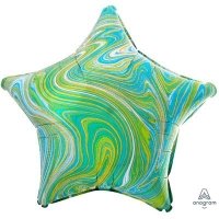 Шарик звезда Мрамор Сине-зеленый