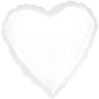 Шар сердце 76см. Пастель Белый