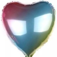 Шар сердце 81см. Металлик Радуга нежн.