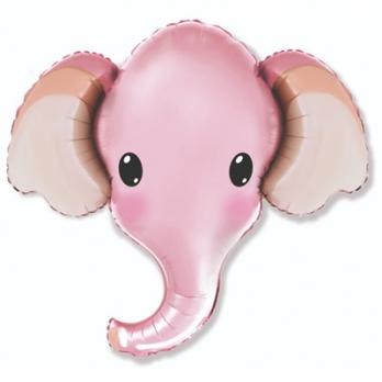 Шар фольга "Голова слона розовая"