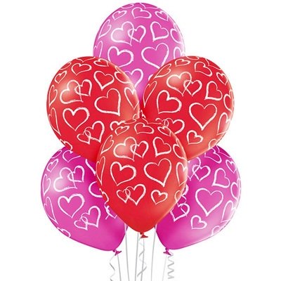 Шарики латекс Сердца мелом