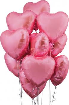10 розовых сердец фольга