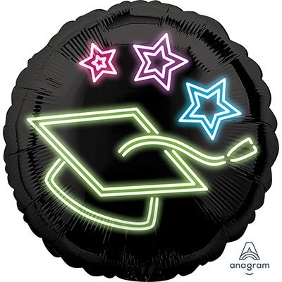 Шар круг фольга Шапочка выпускника неон