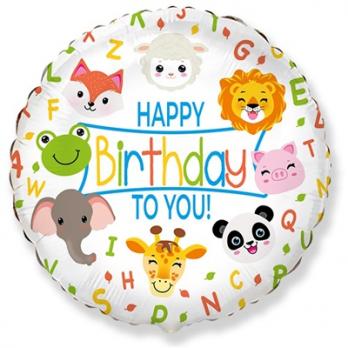 Шар круг Happy Birthday TO YOU Животные Шар круг Happy Birthday TO YOU Животные