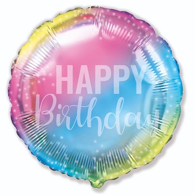 Шар круг Happy Birthday радуга
