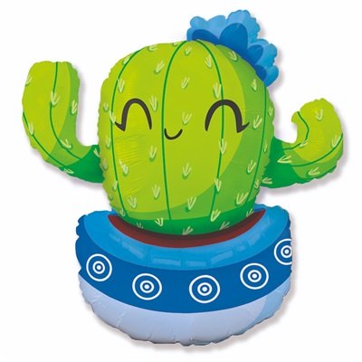 Шар Кактус в голубом кашпо