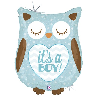 Шар фигура IT'S A BOY Сова голубая блеск