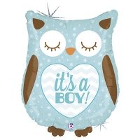 Шар фигура IT'S A BOY Сова голубая блеск