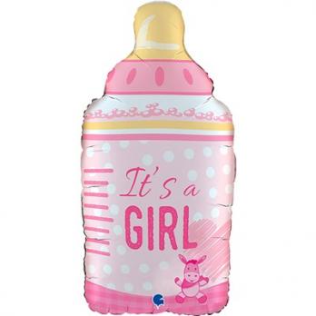 Шар фигура IT'S A GIRL Бутылка розовая