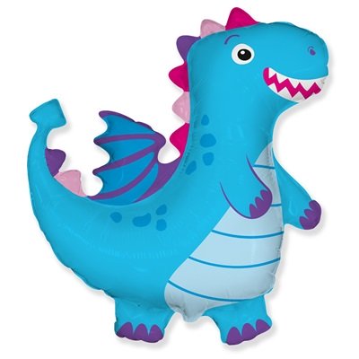 Шар фольга Дракон голубой