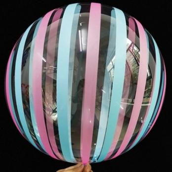 Шар BUBBLE "Кристалл розов-голуб полосы"