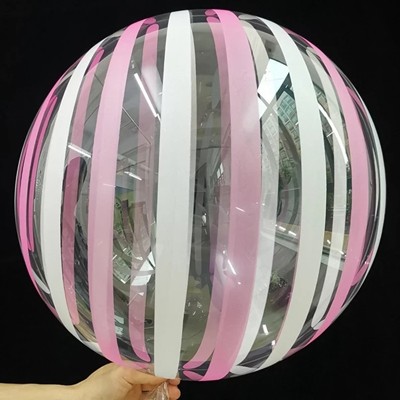 Шар BUBBLE "Кристалл бело-розов полосы"