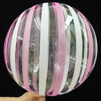 Шар BUBBLE "Кристалл бело-розов полосы"