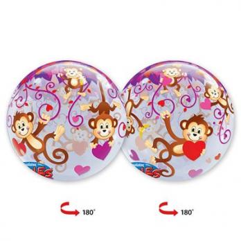 Шар BUBBLE "Мартышки с сердечками"