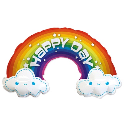 Шар фольга "HAPPY DAY Радуга"